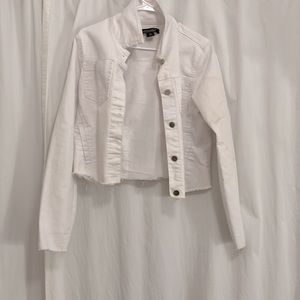 A white jean jacket, in a medium in woman’s.